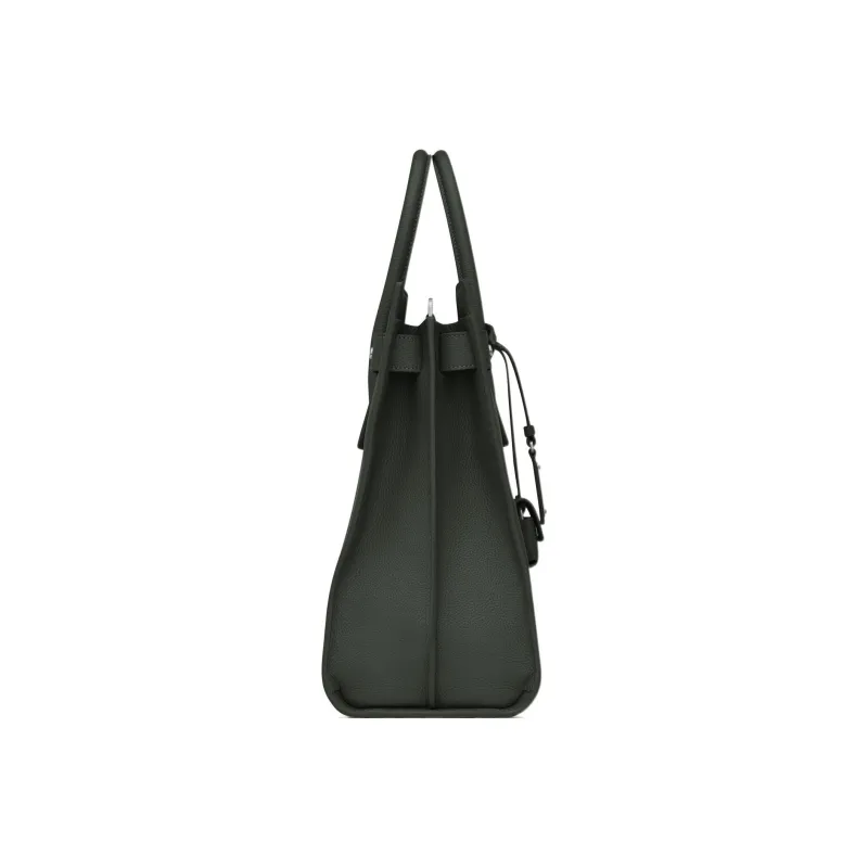 SAINT LAURENT SAC DE JOUR Cow Leather Tote Bag Shopping Bag Handbag Large Size Men's Dark Green-3