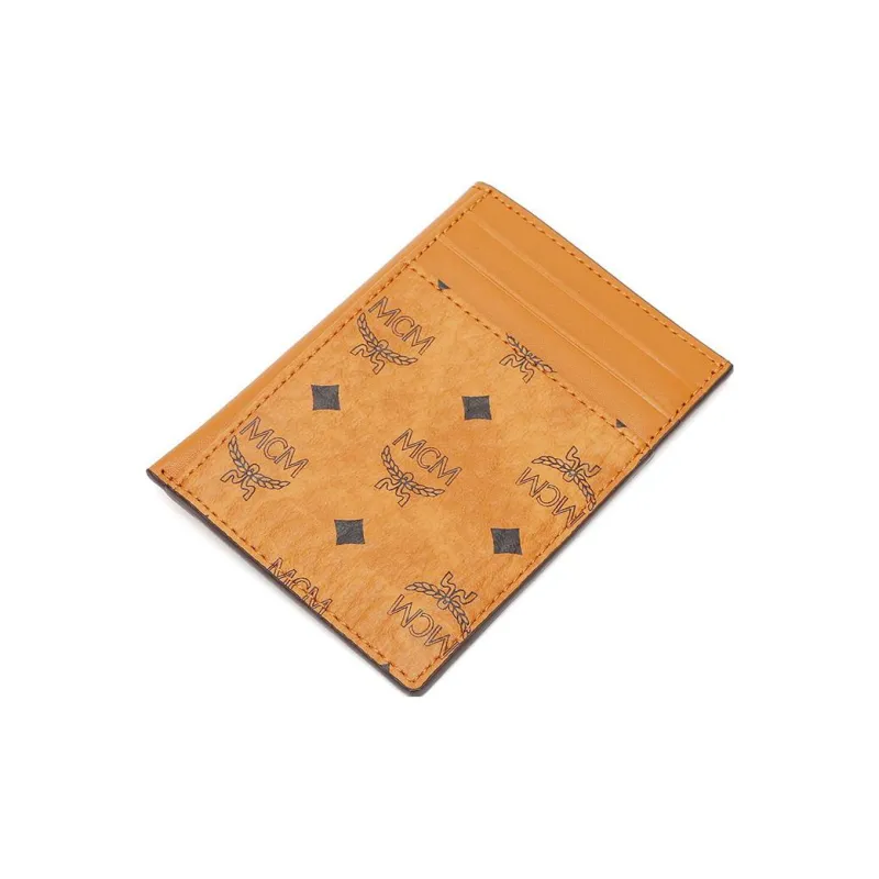 MCM Essential Visetos Origina Canvas Card Holder Business Card Holder Card Holder Mini Men's Cognac-4