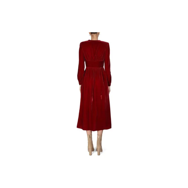 MOSCHINO V neck Velvet Midi Dress-1