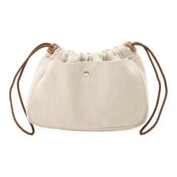 HERMES Garden Party Canvas With Calfskin Garden Bag Canvas Bag Insert Clutch Women's Beige