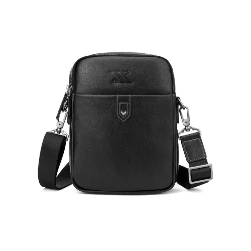 NOMK Top Grain Cow Leather Shoulder Bag Crossbody Bag Sling Bags Small Size Men's Black