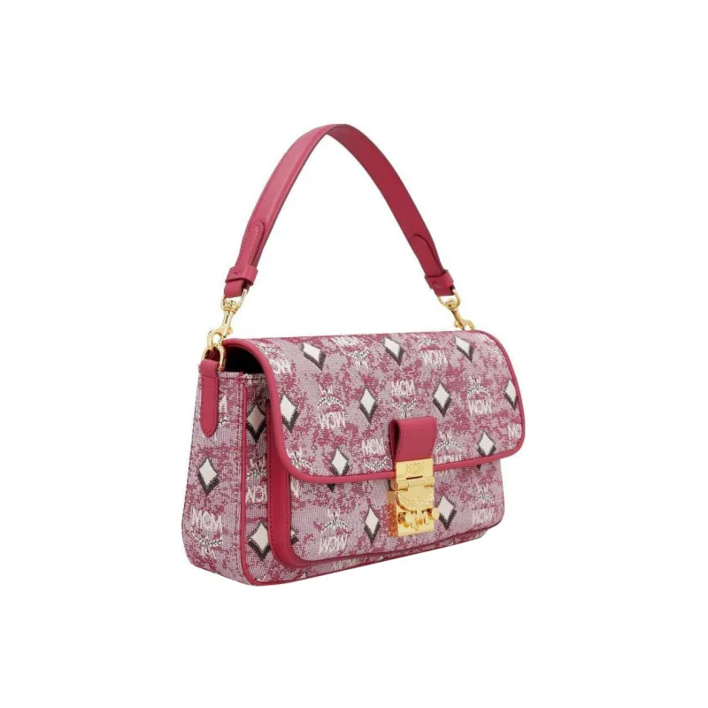 MCM Fabric Handbag, Crossbody Bag, Shoulder Bag Medium Size Women's Red-2