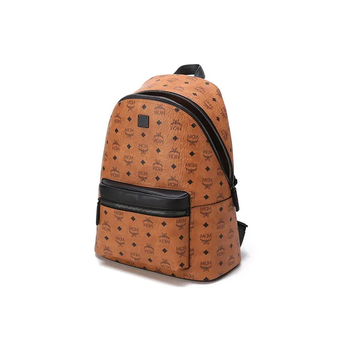 MCM Stark Visetos Coated Canvas Backpack Large Size Unisex Brown Cognac-1