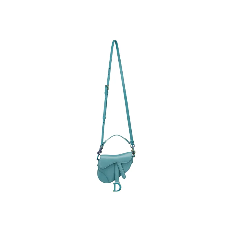 DIOR Saddle Goatskin Saddle Bag Shoulder Bag Crossbody Bag Handbag Extra Mini Women's Sky Blue-4
