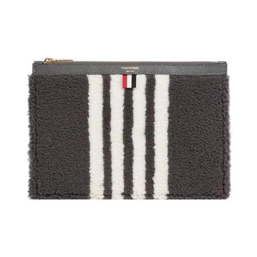 THOM BROWNE· Shearling Satin Logo Clutch Small Size Men's Medium Gray