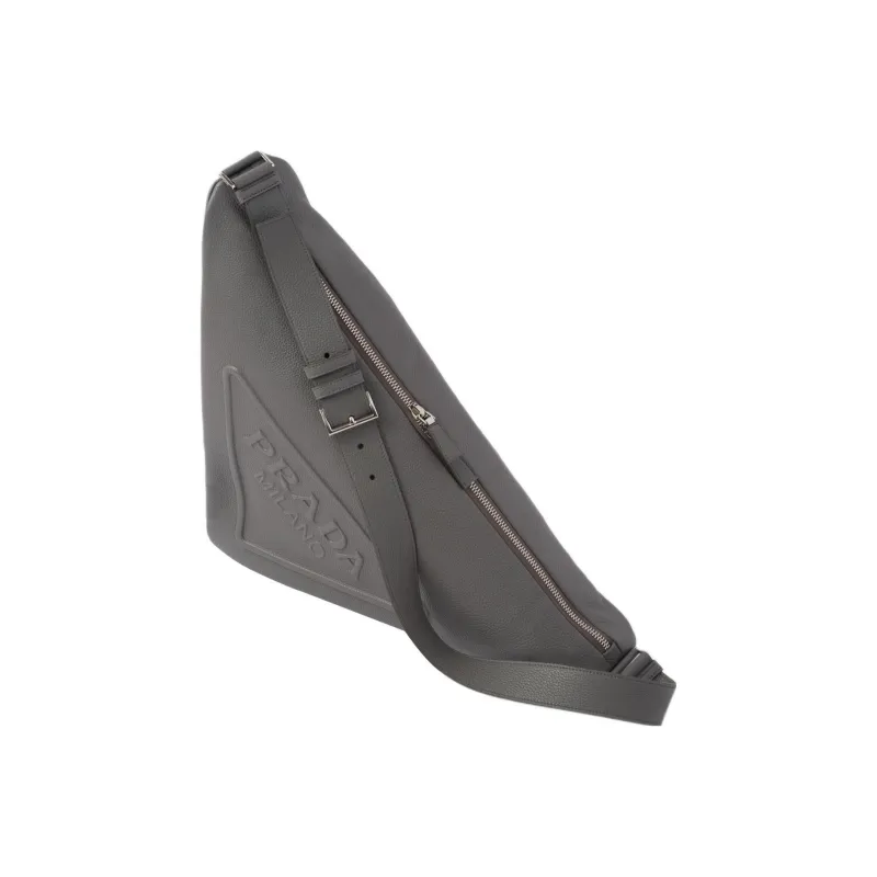 PRADA Triangle Leather Triangle Bag Shoulder Bag Crossbody Bag Regular Men's Gray-2
