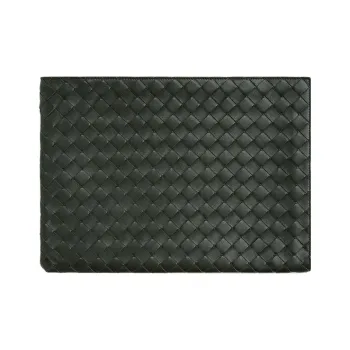Bottega Veneta Cow Leather Clutch Men's Dark Green