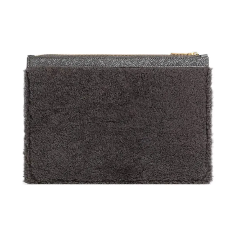 THOM BROWNE· Shearling Satin Logo Clutch Trumpets Men's Medium Gray-1