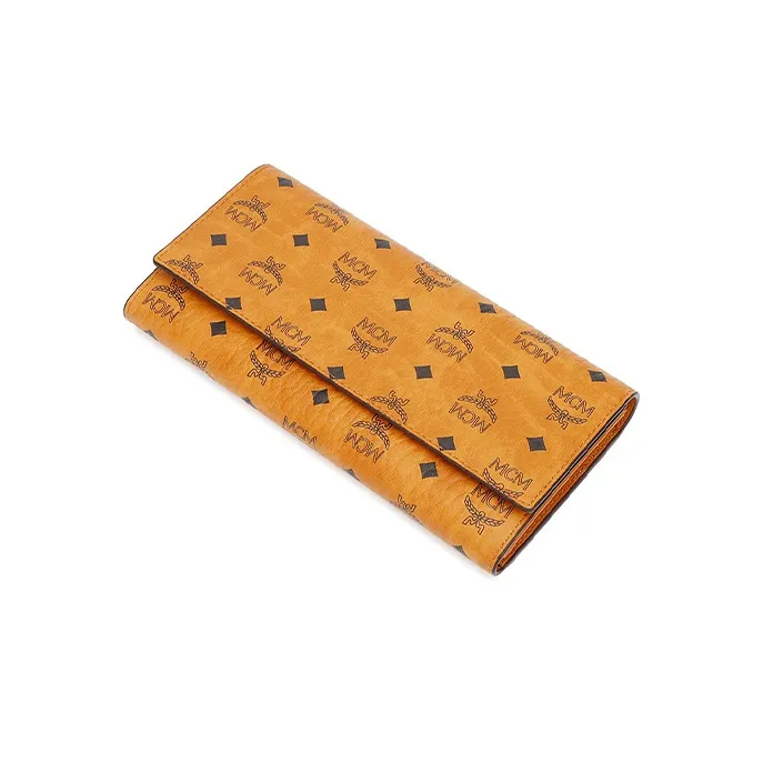 MCM Leather Clutches Wallets Unisex Brown Cognac-4