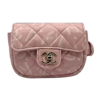 CHANEL Fabric Surface Clutch Wrist Bag Women's Pink