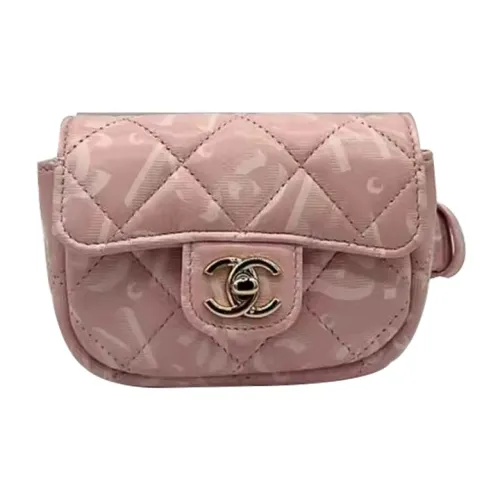CHANEL Fabric Surface Clutch Wrist Bag Women's Pink