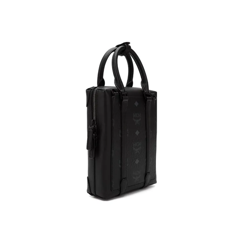 MCM Soft Berlin Visetos Coated Canvas Handbags Shoulder Bag Crossbody Bag Small Size Men's Black-2