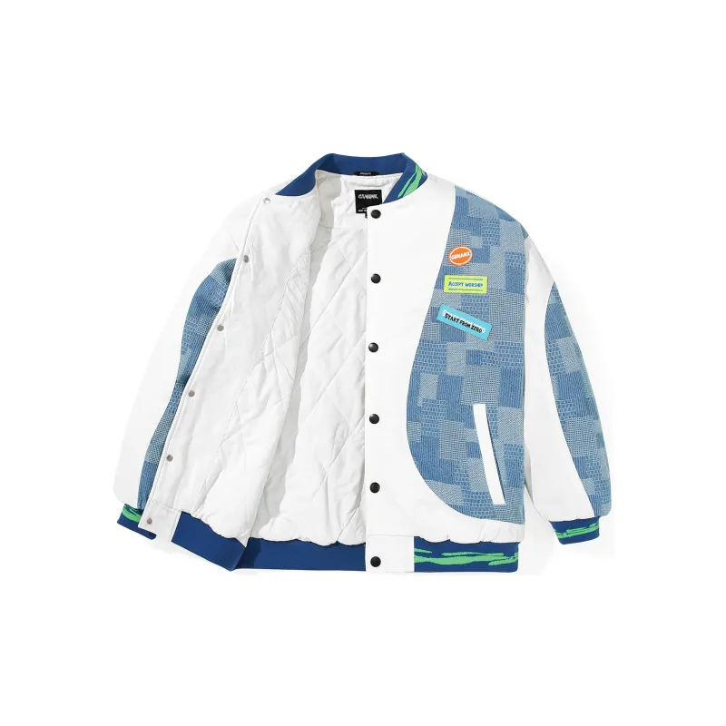 GENANX Letter Baseball Collar Loose Fit Puffer Jacket Unisex-6