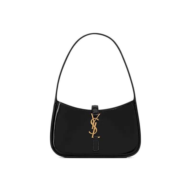 SAINT LAURENT LE5A7 Shiny Cow Leather Shoulder Bag Handbag Shoulder Bag Women's Black-0