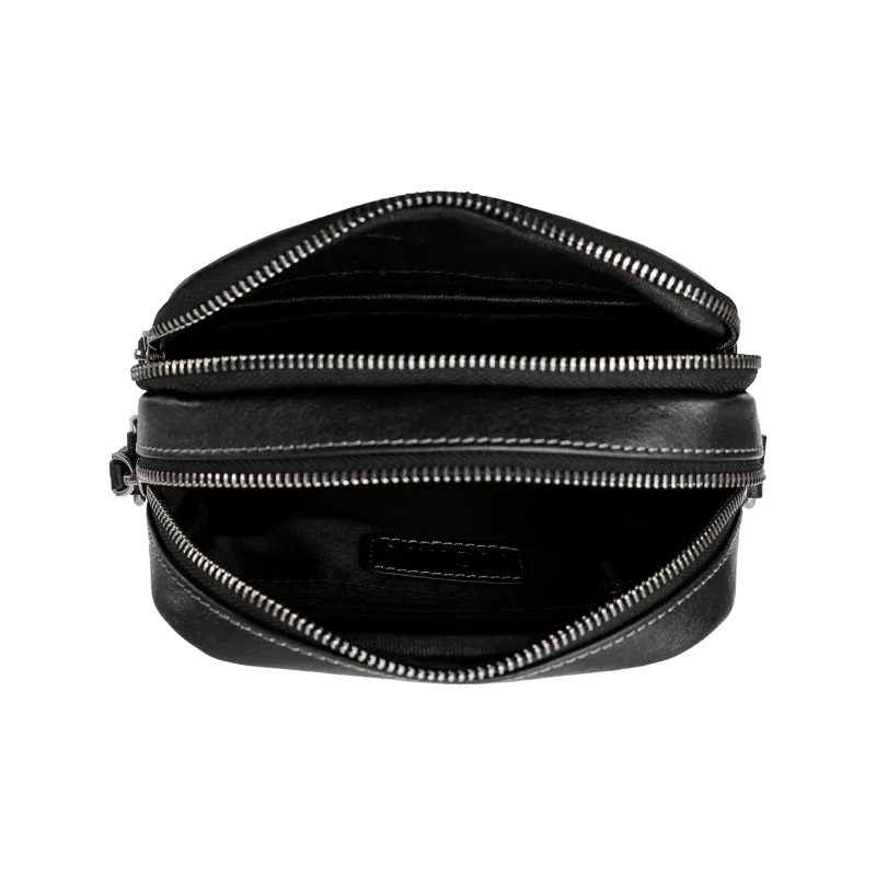 NOMK Top Grain Cow Leather Shoulder Bag Crossbody Bag Sling Bags Small Size Men's Black-6