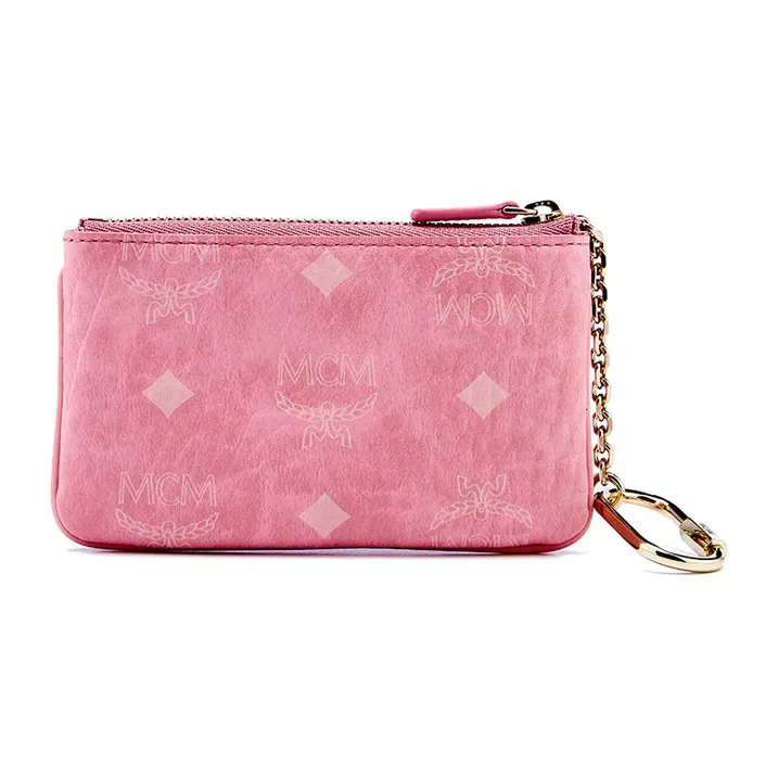 MCM Visetos Coated Canvas With Nappa Leather Trim Key Pouch Regular Women's Pink-4