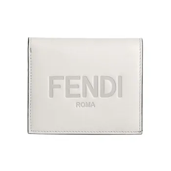 FENDI Calfskin Coin Purses Wallets Small Size Women's White