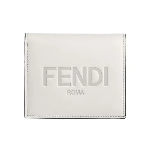 FENDI Calfskin Coin Purses Wallets Small Size Women's White