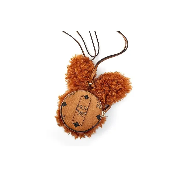 MCM Leather Coin Purse Unisex Brown Cognac-3