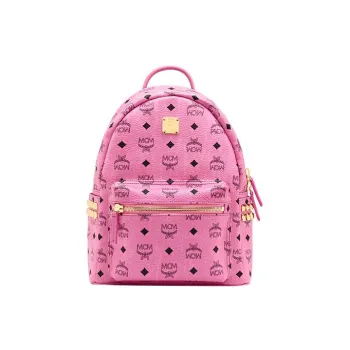 MCM Stark Visetos Artificial Leather Backpack Mini Women's Rose Pink