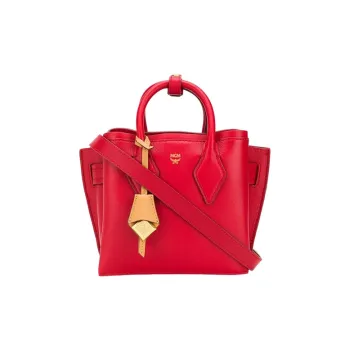 MCM Millie Visetos Leather Dumpling Bag Handbag Shoulder Bag Crossbody Bag Mini Women's Red