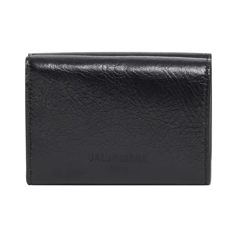 Balenciaga Le Cagole Arena Lambskin Wallet Mini Women's Black-1