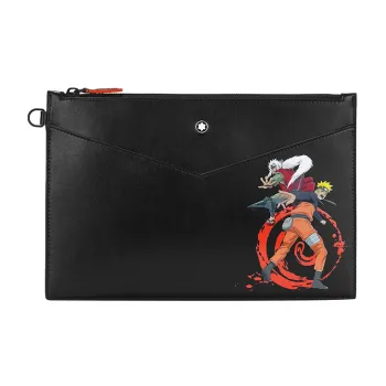 MONTBLANC Naruto Collaboration Grained Cow Leather Cross Backpack Clutch Men's Black Red