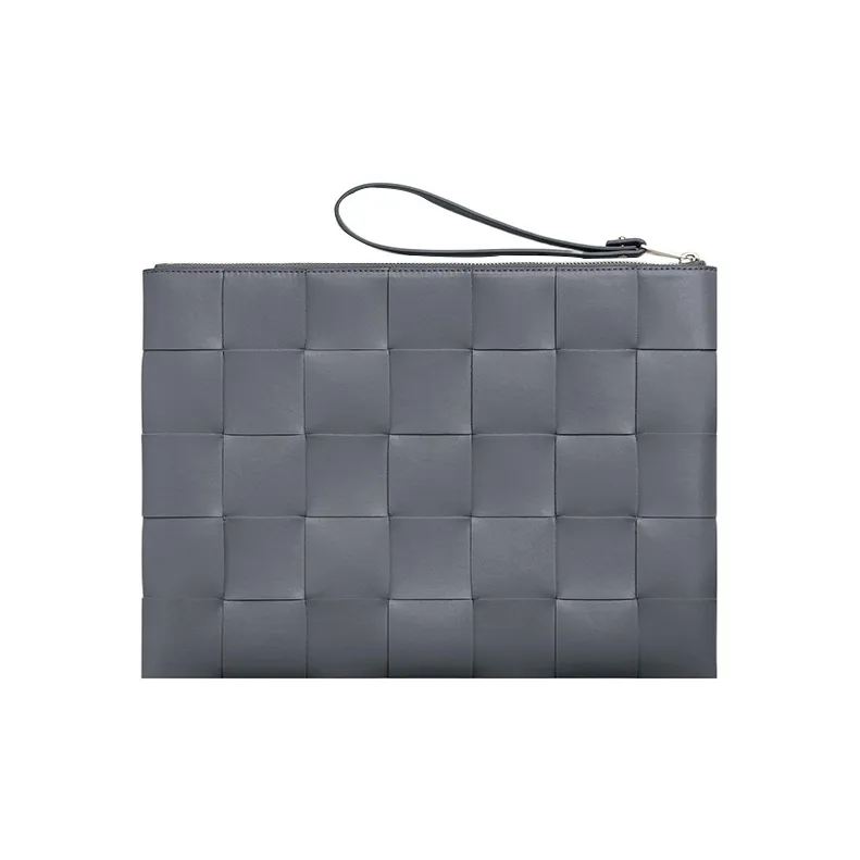 Bottega Veneta Calfskin Clutch Tubas Men's Gray-1
