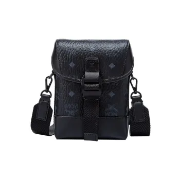 MCM Aren Visetos Coated Canvas With Leather Crossbody Bag Small Size Men's Black