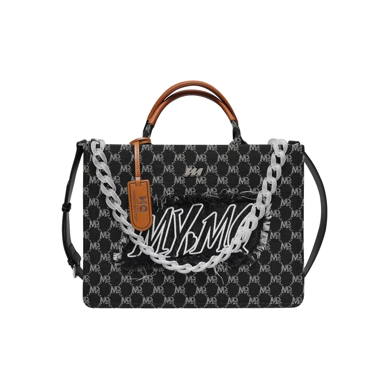 MQ PU Tote Bag Shopping Bag Handbag Shoulder Bag Crossbody Bag Large Size Unisex Black/Blue-6
