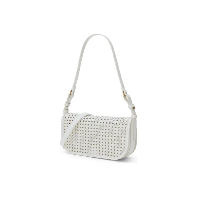 CHARLES&KEITH Polyurethane Shoulder Bag Small Square Bag Handbag Shoulder Bag Women's White/Brown-1