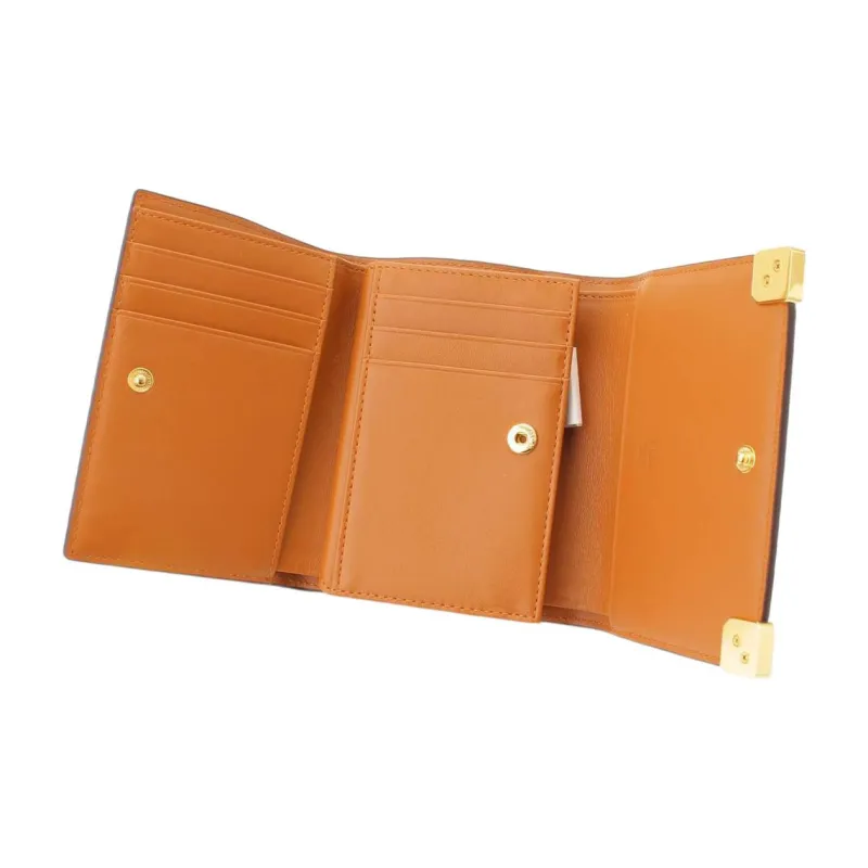 MCM Soft Berlin Visetos Leather Wallet Mini Women's Cognac-2