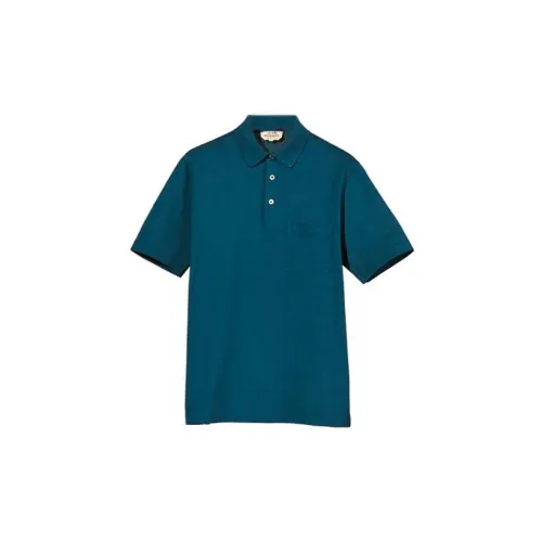 HERMES Polo Shirts Men Blue/Green