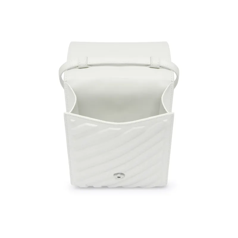 Balenciaga Car Grained Calfskin One Shoulder Crossbody Cell Phone Pouch Men's White-4