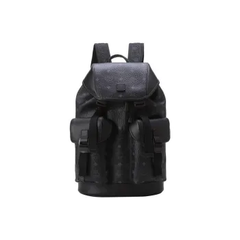 MCM Brandenburg Visetos Cow Leather Backpack Medium Size Men's Black
