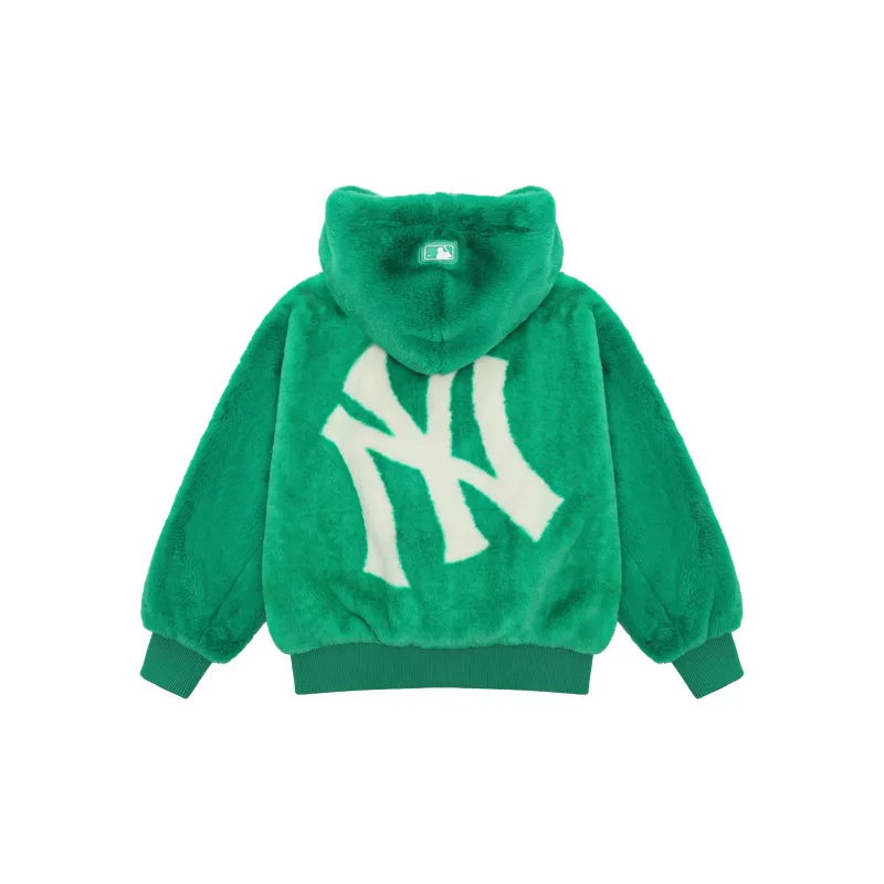MLB New York Yankees Logo Print Windproof Sherpa Jacket-1