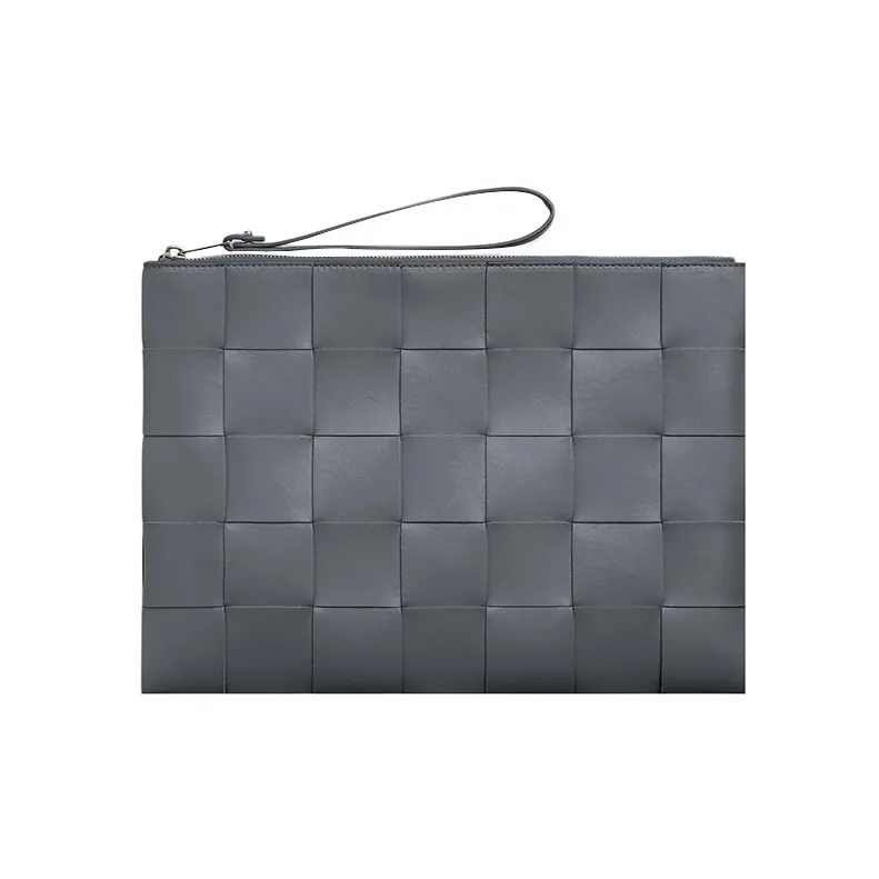 Bottega Veneta Calfskin Clutch Tubas Men's Gray-0