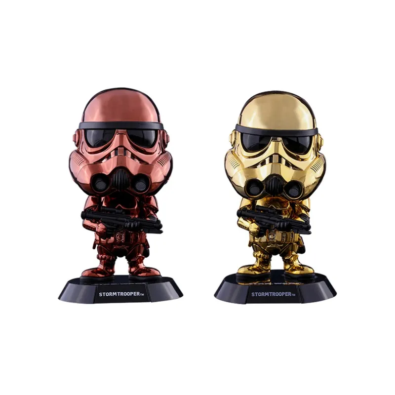Hot Toys Star Wars Characters Stormtrooper Bright Platinum Metal Gold/Copper Edition Chibi Figures 11cm-0