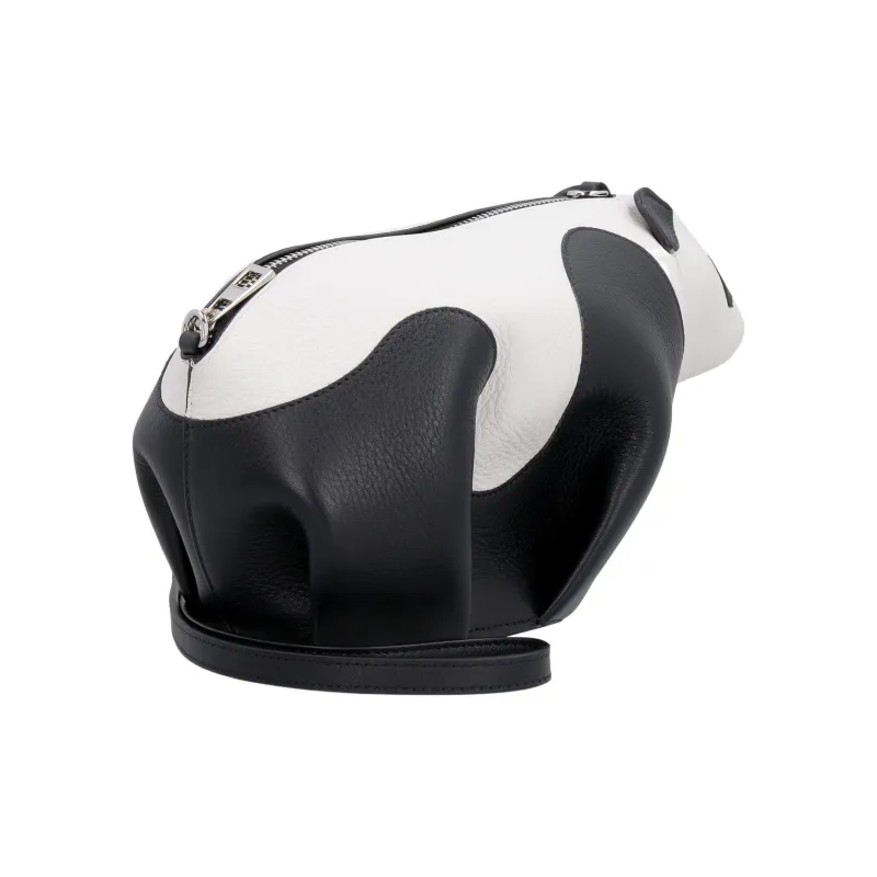 LOEWE Classic Grained Calfskin Panda Bag Handheld Shoulder Bag Crossbody Bag Mini Women's Black White-3