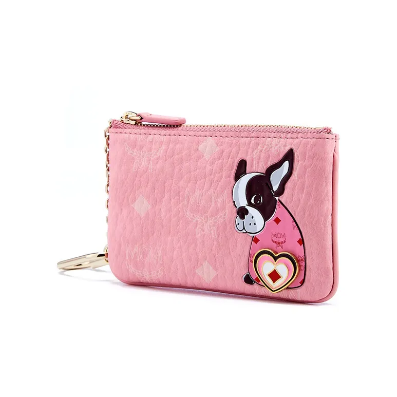 MCM Visetos Coated Canvas With Nappa Leather Trim Key Pouch Regular Women's Pink-1