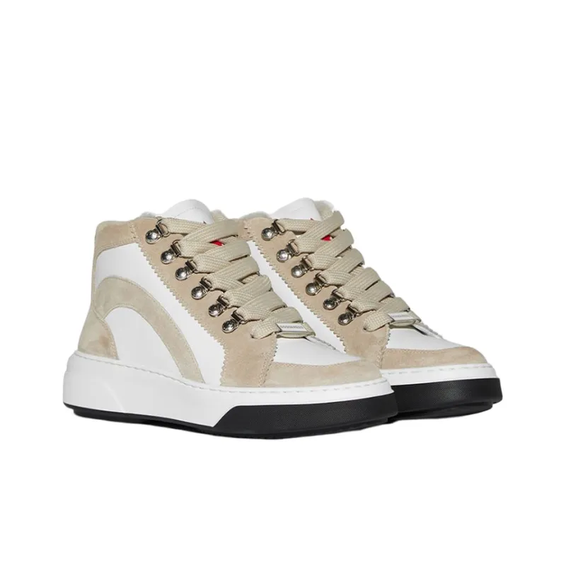 DSQUARED 2 High Top Stylish Skateboarding Shoes Women's Beige-2