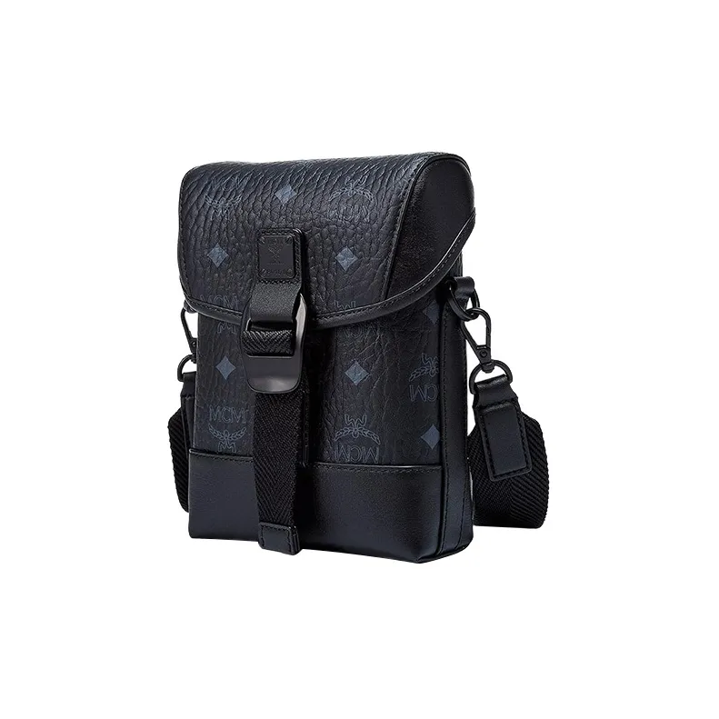 MCM Aren Visetos Coated Canvas With Leather Crossbody Bag Trumpets Men's Black-1