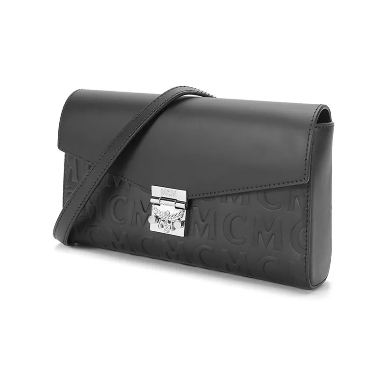 MCM Millie Visetos Leather Shoulder Bag, Crossbody Bag Regular Women's Black-1