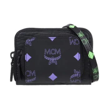 MCM Visetos Leather Wallet Mini Women's Purple