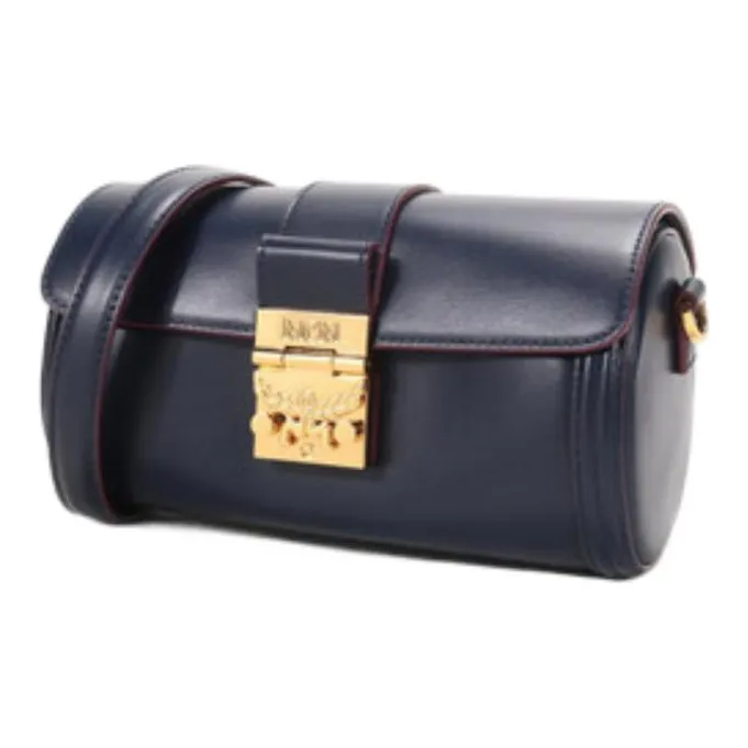 MCM Tracy Visetos Leather Shoulder Bag Crossbody Bag Small Size Women's Navy-1