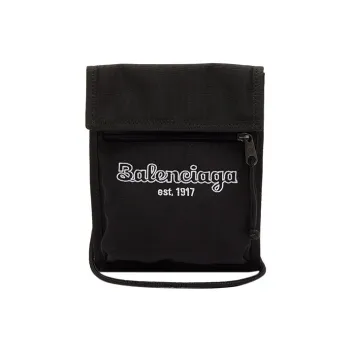 Balenciaga Explorer Nylon Cell Phone Pouch Tobacco Bag Crossbody Bag Shoulder Bag Small Size Men's Black