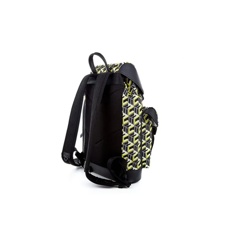 MCM Nylon Fabric Backpack For Both Shoulders Medium Size Unisex Yellow-2