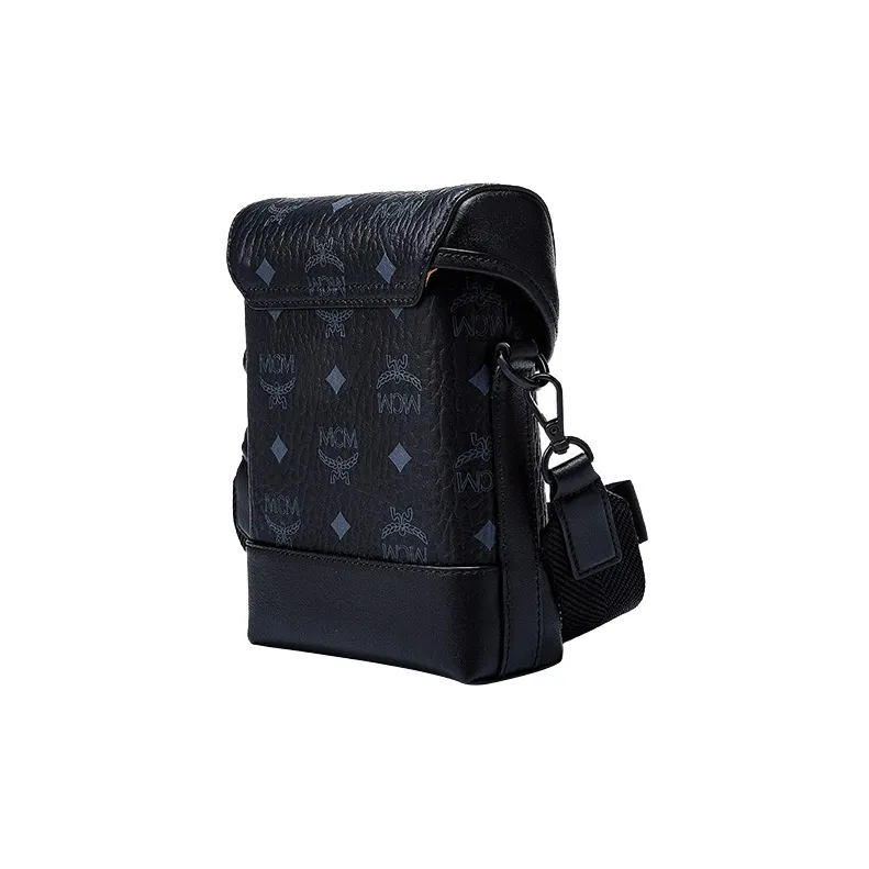 MCM Aren Visetos Coated Canvas With Leather Crossbody Bag Trumpets Men's Black-2