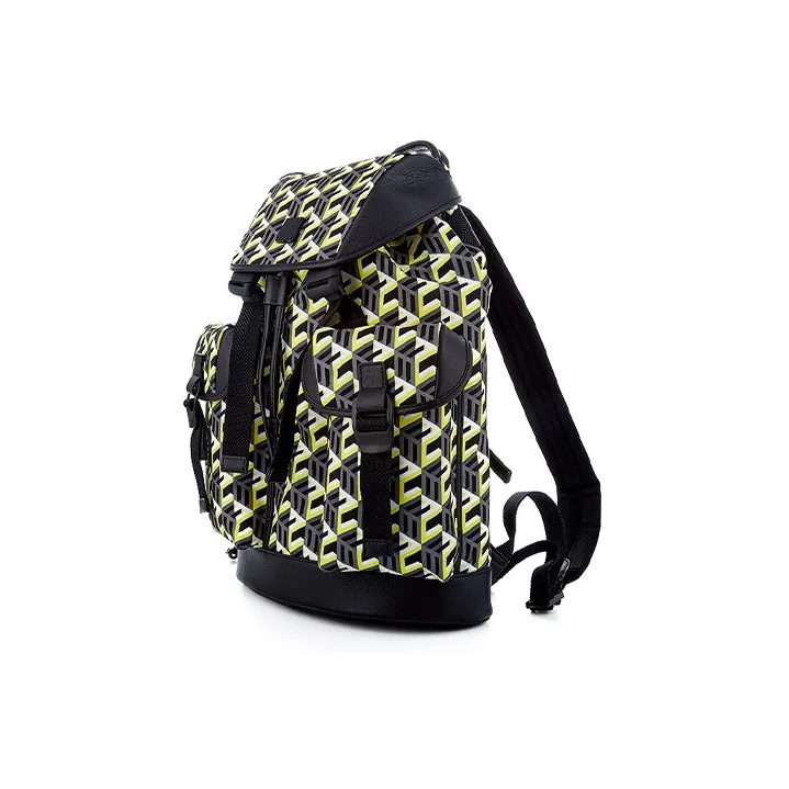 MCM Nylon Fabric Backpack For Both Shoulders Medium Size Unisex Yellow-1