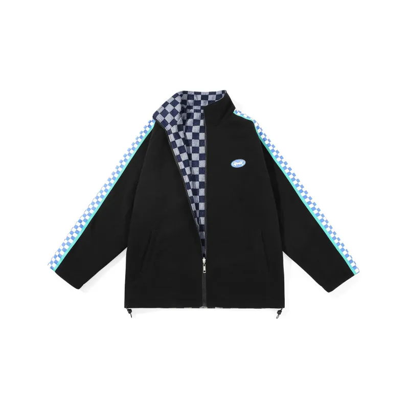 GENANX Plaid Lapel Loose Fit Puffer Jacket Unisex-1